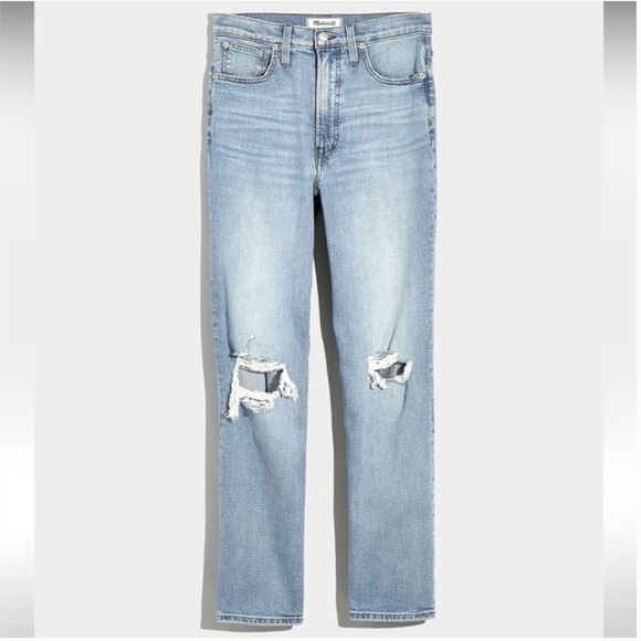 NWT Madewell Curvy Perfect Vintage Straight Jean Danby Wash: Knee-Rip Size 33P - Picture 3 of 17
